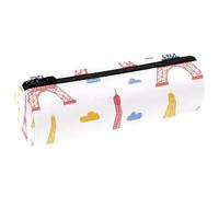 VAPOKF Astuccio colorato con stampa Torri Eiffel, in pelle PU, astuccio per penne, cancelleria per studenti, astuccio per trucchi, per donne, ragazze, ragazzi, bambini, scuola e ufficio, Multi
