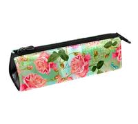 VAPOKF Astuccio con rosa rossa con boccioli e foglie verdi, astuccio per cancelleria, astuccio per matite, cosmetici, borsa compatta con cerniera, Multi, 5.5 ×6 ×20CM/2.2x2.4x7.9 in, Organizer per