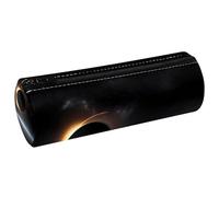 VAPOKF Astuccio con sfondo cielo spaziale con stampa eclissi solare, astuccio in pelle PU per penne e cancelleria per studenti, astuccio per trucchi per donne, ragazze, ragazzi, bambini, scuola e