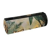 VAPOKF Astuccio con stampa di due tigri su cespuglio, in pelle PU, astuccio per penne e cancelleria per studenti, astuccio per trucchi, per donne, ragazze, ragazzi, bambini, scuola e ufficio, Multi