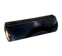 VAPOKF Astuccio con stampa di eclissi solare sulla montagna, astuccio in pelle PU per penne e cancelleria per studenti, astuccio per trucchi per donne, ragazze, ragazzi, bambini, scuola e ufficio