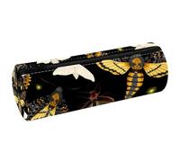 VAPOKF Astuccio con stampa di falene volanti con lucciole, in pelle PU, astuccio per penne, cancelleria per studenti, astuccio per trucchi per donne, ragazze, ragazzi, bambini, scuola e ufficio, Multi