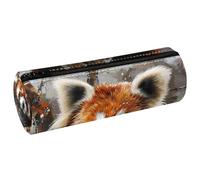 VAPOKF Astuccio con stampa di panda rosso su albero innevato, in pelle PU, astuccio per penne, cancelleria per studenti, astuccio per trucchi, per donne, ragazze, ragazzi, bambini, scuola e ufficio