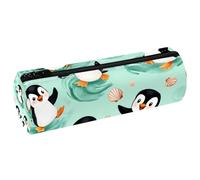 VAPOKF Astuccio con stampa di pinguini e conchiglie, in pelle PU, astuccio per penne, cancelleria per studenti, astuccio per trucchi, per donne, ragazze, ragazzi, bambini, scuola e ufficio, Multi