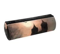 VAPOKF Astuccio con stampa di Ravens Before Broken Castle, in pelle PU, per penne, cancelleria per studenti, astuccio per trucchi, per donne, ragazze, ragazzi, bambini, scuola e ufficio, Multi