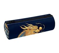 VAPOKF Astuccio in pelle a forma di drago e palla, con squame blu, per penne, monete, cosmetici, articoli di cancelleria per studenti, scuola, ufficio