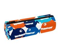 VAPOKF Astuccio in pelle con disegno di pesce Piranha colorato, per penne, matite, monete, cosmetici, per studenti, cancelleria, scuola, ufficio, Multi, 20x6.3cm/7.9x2.5in, Astuccio per matite