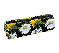 VAPOKF Astuccio in pelle con girasoli e camomilla, per penne, matite, monete, cosmetici, per studenti, cancelleria, scuola, ufficio, Multi, 20x6.3cm/7.9x2.5in, Astuccio per matite