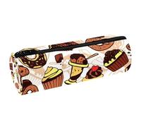 VAPOKF Astuccio in pelle con muffin, cioccolato, gelato, pane, ciambella, portapenne, portamonete, trousse per trucchi per studenti, cancelleria, scuola, ufficio, Multi, 20x6.3cm/7.9x2.5in, Astuccio