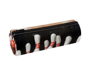 VAPOKF Astuccio in pelle con palla da bowling e spilli, per penne, matite, monete, cosmetici, cosmetici, cancelleria per studenti, scuola, ufficio