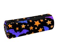 VAPOKF Astuccio in pelle con pipistrelli volanti e stelle di Halloween, portapenne, portamonete, trousse per trucchi per studenti, cancelleria per scuola, ufficio, Multi, 20x6.3cm/7.9x2.5in, Astuccio