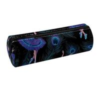 VAPOKF Astuccio in pelle con piume di pavone che ballano, per penne, matite, monete, cosmetici, articoli di cancelleria per studenti, scuola, ufficio