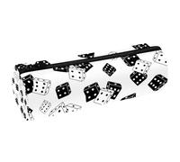 VAPOKF Astuccio in pelle nera con dadi bianchi e neri, per penne, matite, cosmetici, cosmetici, articoli di cancelleria per studenti, scuola, ufficio, Multi, 20x6.3cm/7.9x2.5in, Astuccio per matite