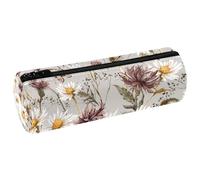 VAPOKF Astuccio in pelle PU con camomilla e margherite, organizer per cancelleria per studenti, per donne, ragazze, ragazzi, bambini, scuola e ufficio, Multi, 20x6.3x6.3 CM, Astuccio