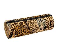VAPOKF Astuccio in pelle PU con leopardi e giaguaro, astuccio per penne, cancelleria per studenti, astuccio per trucchi, per donne, ragazze, ragazzi, bambini, scuola e ufficio, Multi, 20x6.3x6.3 CM