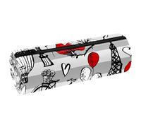 VAPOKF Astuccio in pelle PU con scritta "Travel in Paris", astuccio per penne e cancelleria per studenti, astuccio per trucchi per donne, ragazze, ragazzi, bambini, scuola e ufficio, Multi, 20x6.3x6.3