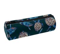VAPOKF Astuccio in pelle PU con tartaruga blu marina su sfondo scuro, astuccio per penne e cancelleria per studenti, astuccio per trucchi per donne, ragazze, ragazzi, bambini, scuola e ufficio, Multi