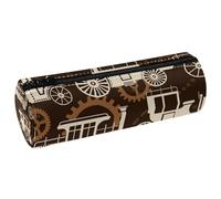 VAPOKF Astuccio in pelle stile retrò Steampunk Cars barile portapenne portamonete borsa cosmetica per studenti cancelleria scuola ufficio stoccaggio, Multi, 20x6.3cm/7.9x2.5in, Astuccio per matite