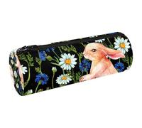 VAPOKF Astuccio in tela con coniglietto e camomilla, portamonete, trousse per trucchi per studenti, cancelleria, scuola, ufficio, Multi, 20x6.3cm/7.9x2.5in, Astucci per matite