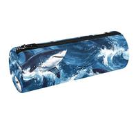 VAPOKF Astuccio in tela con squali sull'oceano, per penne, matite, monete, cosmetici, cosmetici, cancelleria per studenti, scuola, ufficio