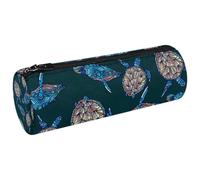 VAPOKF Astuccio in tela con tartaruga blu marina su sfondo scuro, portamonete, trousse per trucchi per studenti, cancelleria, scuola, ufficio, Multi, 20x6.3cm/7.9x2.5in, Astucci per matite