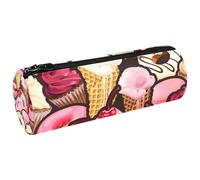 VAPOKF Astuccio in tela rosa con torta di ciliegie e gelato, portapenne, portamonete, trousse per trucchi per studenti, cancelleria, scuola, ufficio, Multi, 20x6.3cm/7.9x2.5in, Astucci per matite
