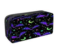 VAPOKF Astuccio per matite Borsa per articoli di cancelleria per studenti con cerniera per ragazzi ragazze forniture per scuola e ufficio, corvo su alberi morti, pipistrelli volanti luminosi nel cielo