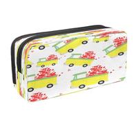 VAPOKF Astuccio per matite con cerniera per ragazzi e ragazze, forniture scolastiche e da ufficio, cartoni animati, Cartone Animato Giallo Auto Con Cuori, 2.3x8.2x3.9in/6x21x10cm, Astuccio portapenne