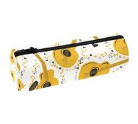 VAPOKF Astuccio per matite con chitarra country e note musicali, in pelle PU, astuccio per cancelleria per studenti, astuccio per trucchi, per donne, ragazze, ragazzi, bambini, scuola e ufficio, Multi