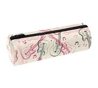 VAPOKF Astuccio per matite con chitarra rock e note musicali, in pelle PU, astuccio per cancelleria per studenti, astuccio per trucchi, per donne, ragazze, ragazzi, bambini, scuola e ufficio, Multi