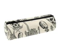 VAPOKF Astuccio per matite con chitarra rock e teschio, in pelle PU, astuccio per cancelleria per studenti, astuccio per trucchi, per donne, ragazze, ragazzi, bambini, scuola e ufficio, Multi