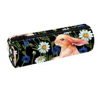 VAPOKF Astuccio per matite con coniglietto e camomilla, in pelle PU, per studenti, cancelleria e trucchi, per donne, ragazze, ragazzi, bambini, scuola e ufficio, Multi, 20x6.3x6.3 CM, Astuccio