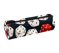 VAPOKF Astuccio per matite con dadi bianchi e rossi, in pelle PU, per studenti, cancelleria e trucchi, per donne, ragazze, ragazzi, bambini, scuola e ufficio, Multi, 20x6.3x6.3 CM, Astuccio