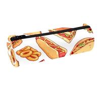 VAPOKF Astuccio per matite con hamburger, sandwich, tacos e cipolla, in pelle PU, astuccio per penne, cancelleria per studenti, astuccio per trucchi, per donne, ragazze, ragazzi, bambini, scuola e