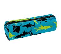 VAPOKF Astuccio per matite con motivo squali grunge e razze, in pelle PU, per studenti, cancelleria, organizer per trucchi, per donne, ragazze, ragazzi, bambini, scuola, ufficio, Multi, 20x6.3x6.3 CM