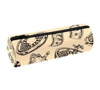 VAPOKF Astuccio per matite con ruota della roulette e corona, dadi e rosa, astuccio in pelle PU per penne e cancelleria per studenti, astuccio per trucchi per donne, ragazze, ragazzi, bambini, scuola