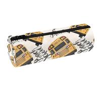 VAPOKF Astuccio per matite con scritta "Back to School Bus", in pelle PU, per studenti, cancelleria e trucchi, per donne, ragazze, ragazzi, bambini, scuola e ufficio, Multi, 20x6.3x6.3 CM, Astuccio