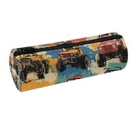 VAPOKF Astuccio per matite con stampa di auto di Monster Truck Grunge, in pelle PU, astuccio per penne, cancelleria per studenti, astuccio per trucchi, per donne, ragazze, ragazzi, bambini, scuola e