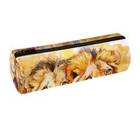 VAPOKF Astuccio per matite con stampa di due leoni, in pelle PU, per studenti, cancelleria e trucchi, per donne, ragazze, ragazzi, bambini, scuola e ufficio, Multi, 20x6.3x6.3 CM, Astuccio