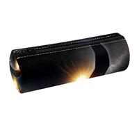 VAPOKF Astuccio per matite con stampa di eclissi solare, in pelle PU, astuccio per penne, cancelleria per studenti, astuccio per trucchi, per donne, ragazze, ragazzi, bambini, scuola e ufficio, Multi