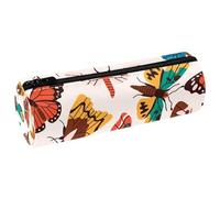 VAPOKF Astuccio per matite con stampa di farfalle e falene, in pelle PU, astuccio per cancelleria per studenti, astuccio per trucchi per donne, ragazze, ragazzi, bambini, scuola e ufficio, Multi