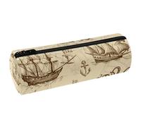 VAPOKF Astuccio per matite con stampa di mostri marini con barca a vela, in pelle PU, organizer per cancelleria per studenti, borsa per trucchi, per donne, ragazze, ragazzi, bambini, scuola e ufficio