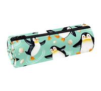 VAPOKF Astuccio per matite con stampa di pinguini danzanti, conchiglie e bolle, in pelle PU, per studenti, cancelleria per studenti, per donne, ragazze, ragazzi, bambini, scuola e ufficio, Multi