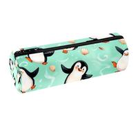 VAPOKF Astuccio per matite con stampa di pinguini e conchiglie, in pelle PU, per studenti, cancelleria, trousse per trucchi per donne, ragazze, ragazzi, bambini, scuola e ufficio, Multi, 20x6.3x6.3 CM