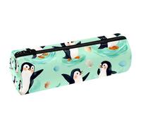 VAPOKF Astuccio per matite con stampa di pinguini e conchiglie, in pelle PU, per studenti, cancelleria per studenti, per donne, ragazze, ragazzi, bambini, scuola e ufficio, Multi, 20x6.3x6.3 CM