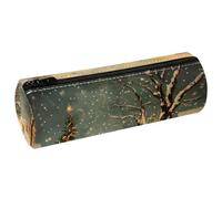 VAPOKF Astuccio per matite con stampa di Snowy Street at Christmas, in pelle PU, per studenti, cancelleria, trousse per trucchi, per donne, ragazze, ragazzi, bambini, scuola e ufficio, Multi