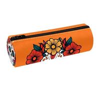 VAPOKF Astuccio per matite con stampa di zucchero con scritta "Day of the Flower", in pelle PU, per studenti, cancelleria, per donne, ragazze, ragazzi, bambini, scuola e ufficio, Multi, 20x6.3x6.3 CM