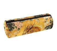 VAPOKF Astuccio per matite con stampa drago dorato cinese, in pelle PU, astuccio per cancelleria per studenti, astuccio per trucchi, per donne, ragazze, ragazzi, bambini, scuola e ufficio, Multi