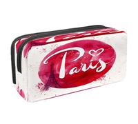 VAPOKF Astuccio per matite e penne, astuccio per cancelleria per studenti, con cerniera, per ragazzi e ragazze, materiale scolastico e ufficio, album vintage con cuori e baci, Acquerello Parigi Con