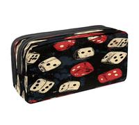 VAPOKF Astuccio per matite e penne con cerniera, per ragazzi e ragazze, per scuola e ufficio, dadi bianchi e rossi, Multi, 2.3x8.2x3.9in/6x21x10cm, Astuccio